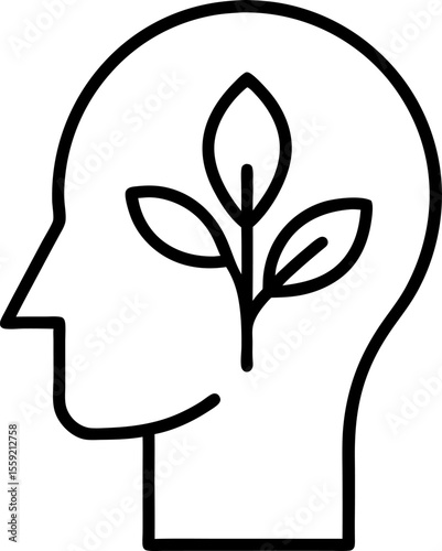Meditation and Mental Growth Outline Icon