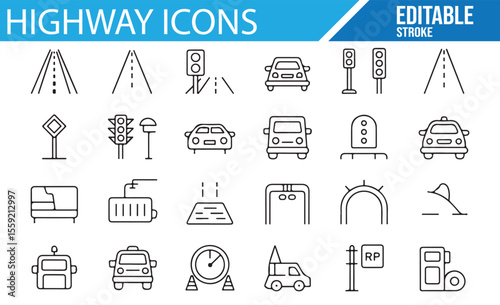 Transportation Icons Collection for Highway, Road Safety, and Traffic