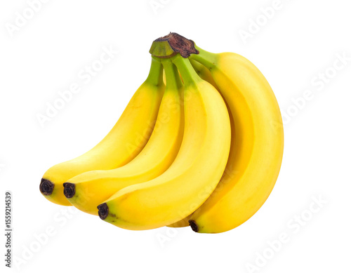 A bunch of yellow bananas isolated on transparent background