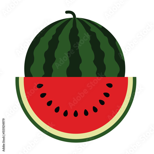 Simple Watermelon Design - Editable Flat Vector 1