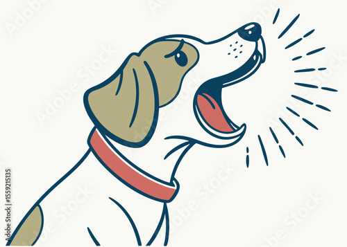 A barking dog illustration depicting canine vocalization with stylized elements on a white background ready for design
