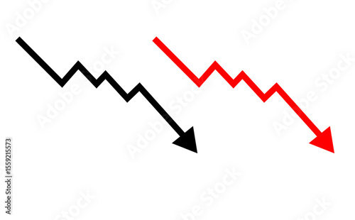 Red arrow graph, business stock market investment down fall direction loss stock market crash 
