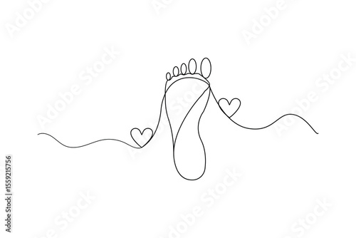 Human foot sole one line drawing minimalist vector on white background