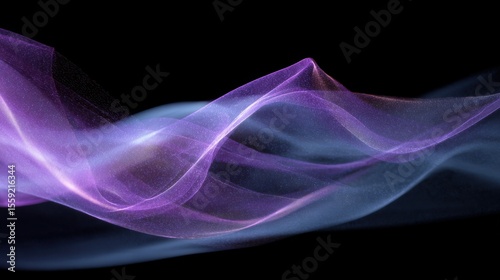 Abstract Wavy Ribbons: Purple and Blue on Black Background
