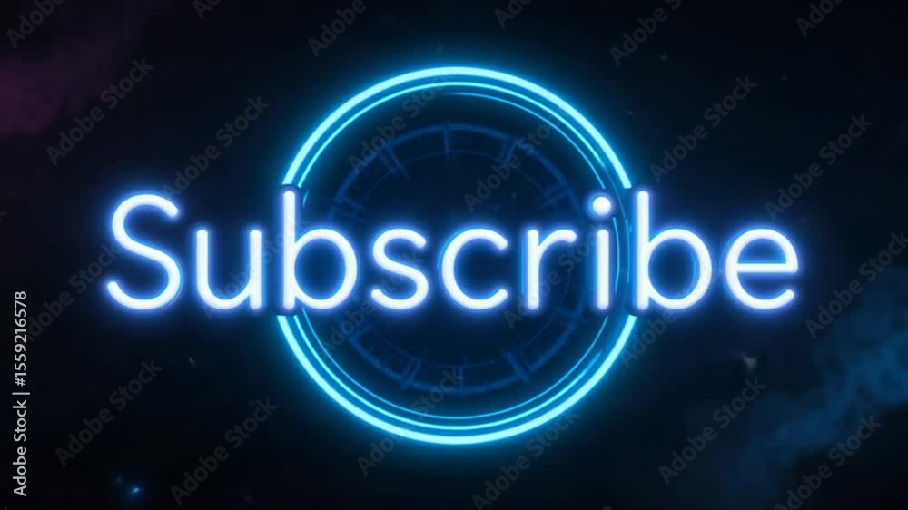 Glowing Neon Subscribe Button Animation with a Futuristic Space Background