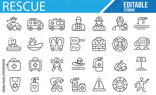 Icons for Rescue, First Aid, and Emergency Medical Response Services