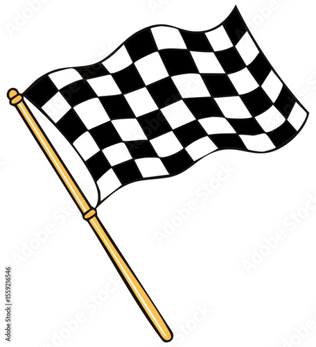 Black and white checkered racing flag, isolated 