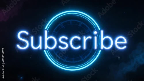 Glowing Neon Subscribe Button Animation with a Futuristic Space Background