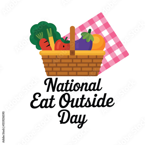 National eat outside day picnic with fresh vegetables and fruits for a healthy summer lifestyle fun