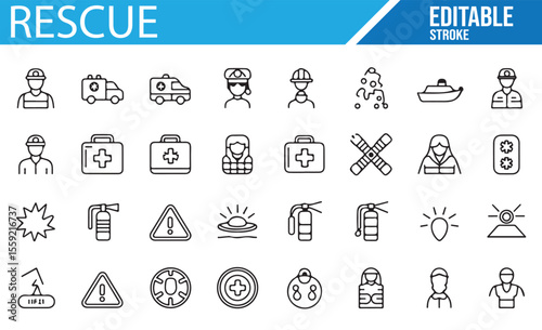 A Collection of Icons for Rescue, Health, First Aid, and Emergency Services