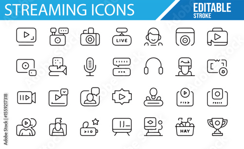 Video, Media, and Streaming Icons Collection for Digital Content and Broadcasting