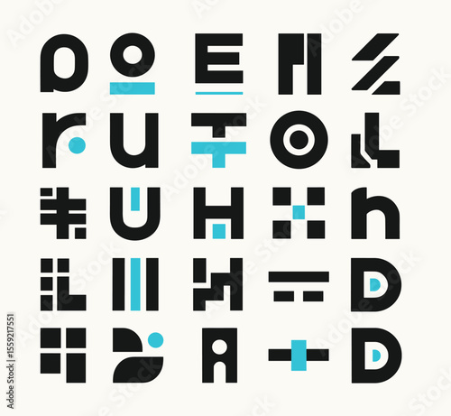 Abstract Geometric Alphabet Set - Modern Typography and Letter Forms