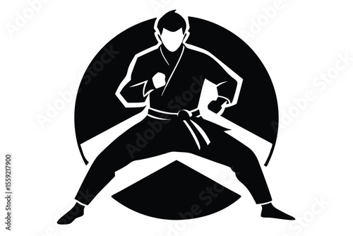 karate fighter vector icon