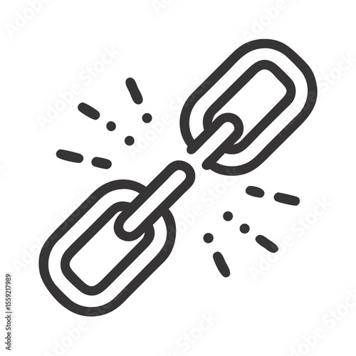Broken chain link icon representing justice and human rights  
