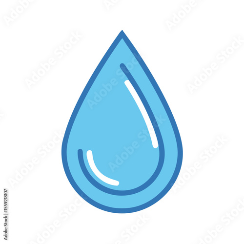 Blue water droplet in vector style representing clean water concept  