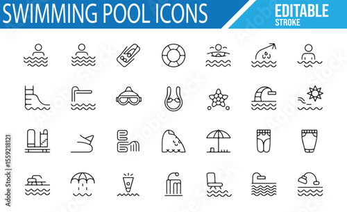 Swim, Relax, and Enjoy: A Collection of Swimming Pool and Leisure Icons