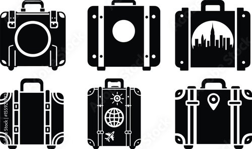 Suitcase bundle silhouette icon vector art