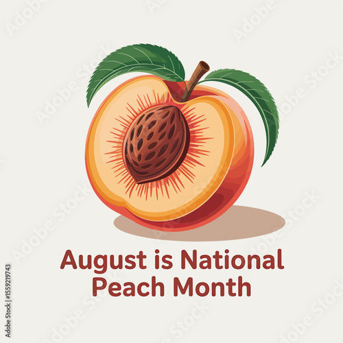 Celebrate national peach month with this delicious peach fruit illustration and peach slice vector art.
