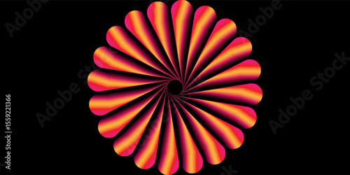 Vivid Helical Gradient Petals Design Against a Black Background
