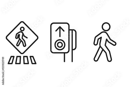 Pedestrian crosswalk signs and symbols illustration