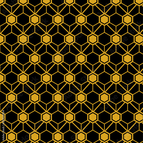 Honeycomb Hexagon Grid – Seamless Yellow and Black Pattern
