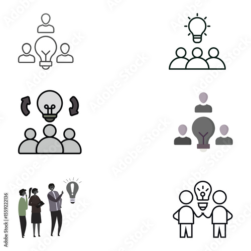  brainstorming  and collective brain storm illustration icon