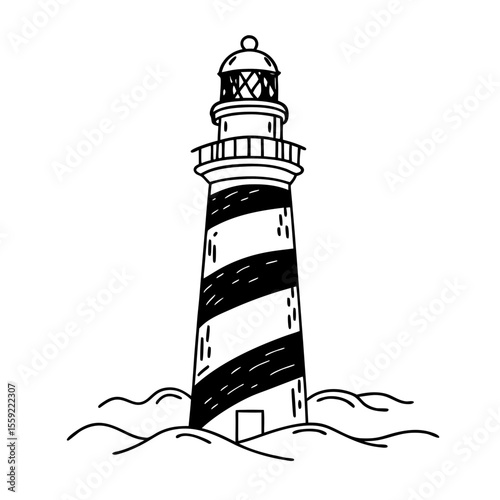 Lighthouse Vector Illustration Minimalist Nautical Design