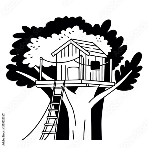 Treehouse Vector Illustration Tree House Clip Art Kids Design