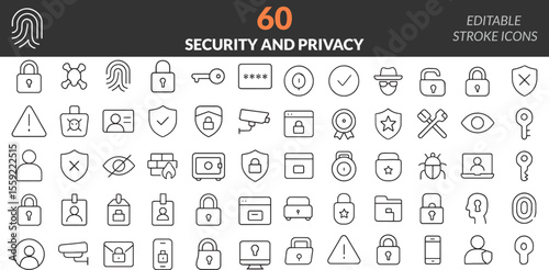 Collection of Security and Privacy Icon Set for Digital Use