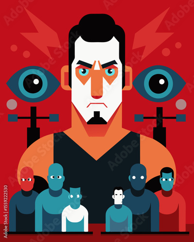 The pressure to perform well weighs heavily on him as he feels the piercing eyes of his competitors watching his every move.. Vector illustration