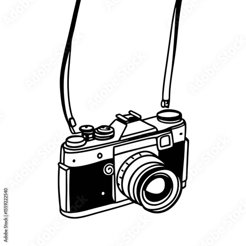 Vintage Camera Illustration Vector Photography Icon Old Design