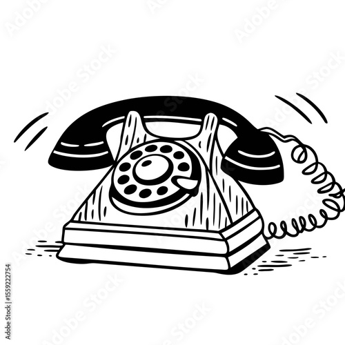 Classic Rotary Telephone Vector Illustration Retro Design