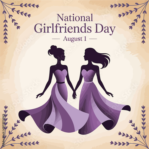 National girlfriends day august first celebration with friends and friendship illustration art design