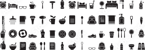 Daily routine objects and personal care items alarm clock