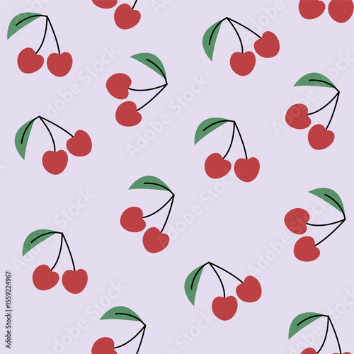 A delicate pattern with cherry. Summer illustration for designs Vector illustration seamless pattern in vector