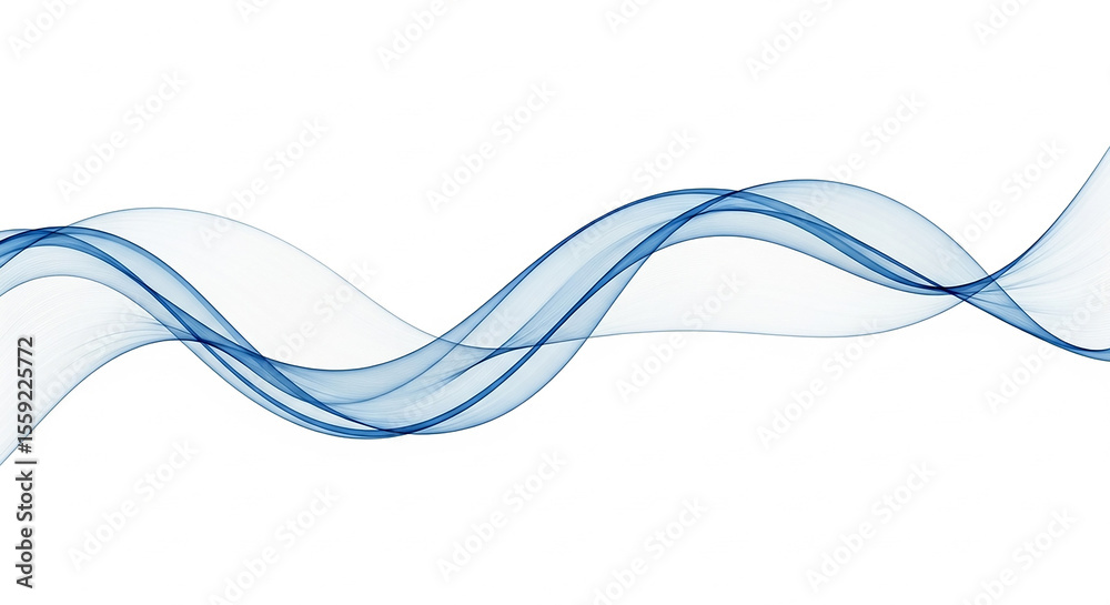 Fototapeta premium Abstract blue wave flowing on white background