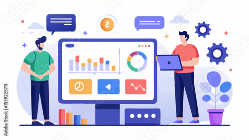 Dashboard shows ad clicks ctr graphs roi indicat
