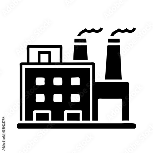 Factory building with smokestacks representing industrial icon, vector, insurance  