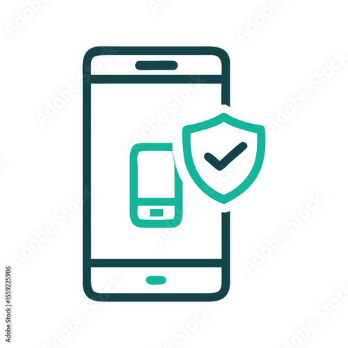 Mobile phone with shield symbol representing insurance concept  