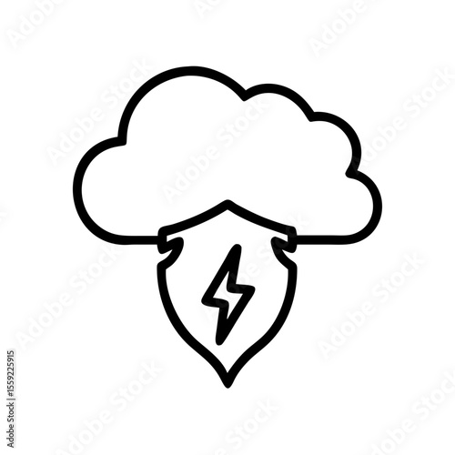 Cloud with shield symbolizing disaster coverage and insurance  