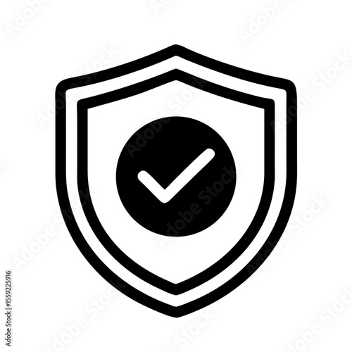 Shield with checkmark icon representing security and insurance concept  