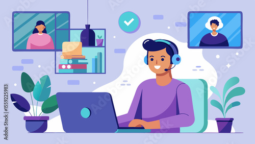 Employee attending online therapy session in priva