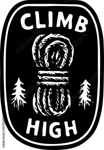 Badge featuring a lone climber on a rocky peak, symbolizing perseverance and personal mountain conquests in outdoor adventures
