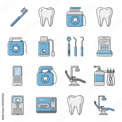 Dental Care Icons Complete Set of Oral Hygiene and Dentistry Illustrations