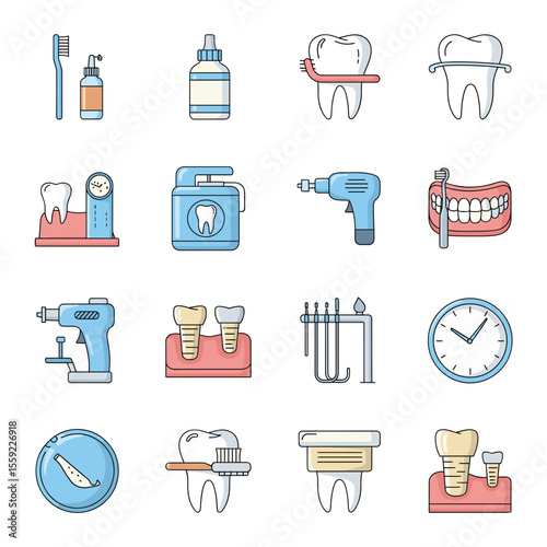 Dental Care Icons A Comprehensive Set of Tooth, Teeth, and Oral Hygiene Illustrations