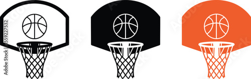 Basketball hoop vector illustration set for sports and recreation themed designs and projects online