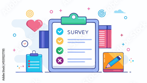 Survey form progress bar check marks and ratings