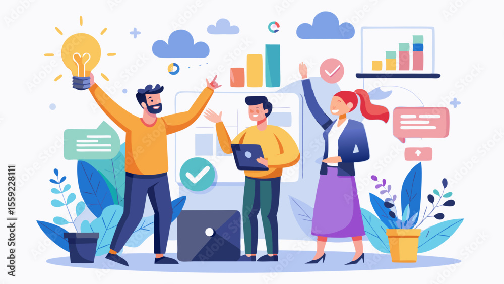 Fototapeta premium Team passionately presenting ideas with expressive