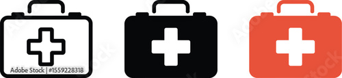 First aid kit vector illustration set emergency medical care symbol healthcare equipment supplies icon
