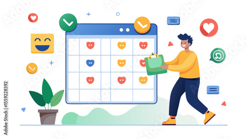 User dragging post tiles into a weekly planner gri